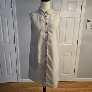 Halston Sleevless Linen Button Down Dres